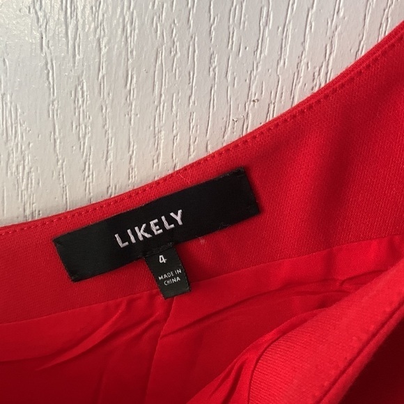 LIKELY size 4 red ruffle prom dress one shoulder  holiday Christmas maxi stretch - Picture 6 of 16